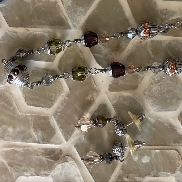 Brighton matching silver plated glass bead necklace and earrings - Picture 5 of 5